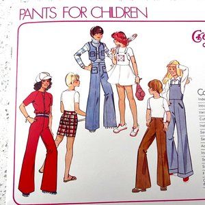 Creative Patterns F4 Pants Wide Leg Overalls Childrens Waist 30 - 35 Uncut 1975